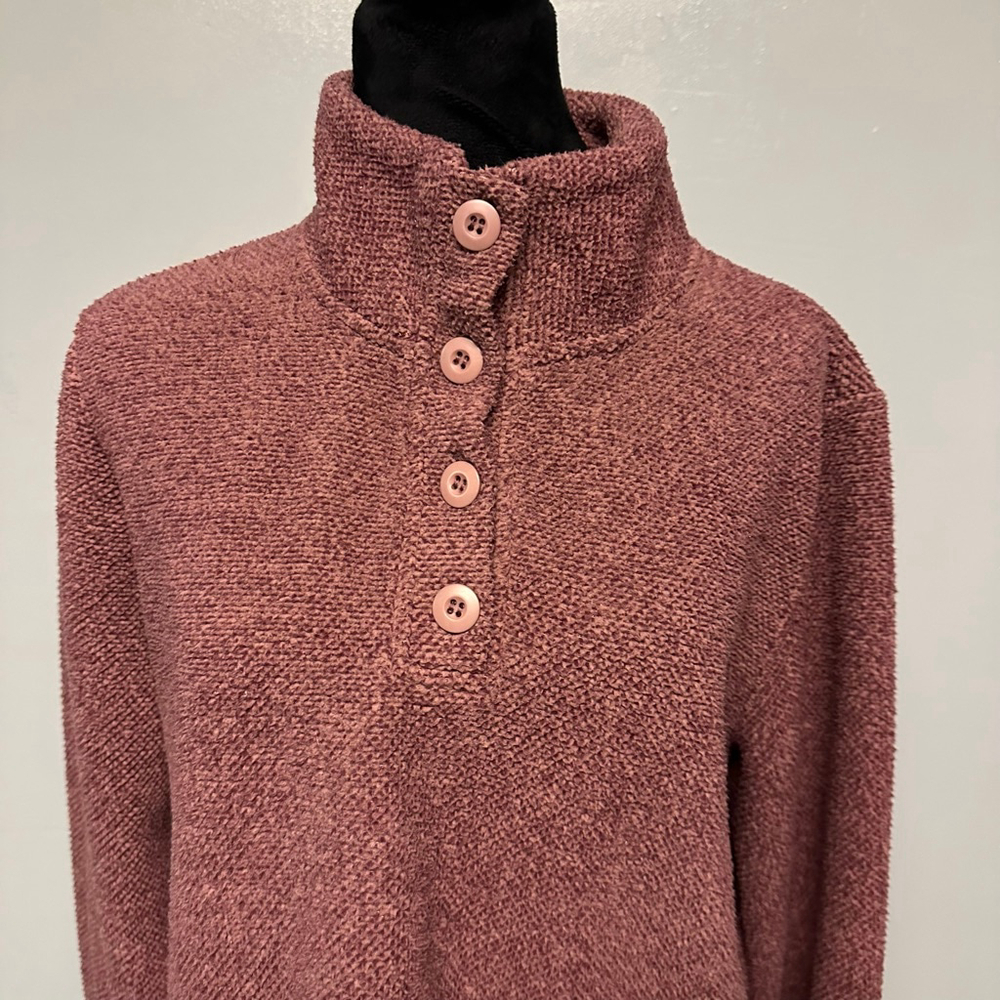 Balance Collection Maroon 3/4 button Sweater womens Large heavy knit pockets - Picture 12 of 12